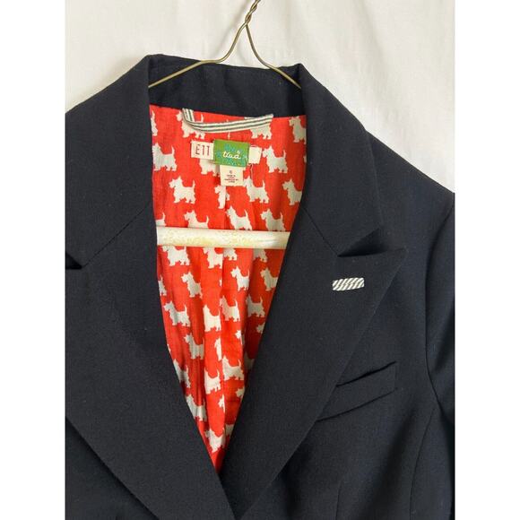Ett Twa Anthropologie Blazer Women's Size 0 Black Wool Elbow Patch Short - Picture 3 of 10